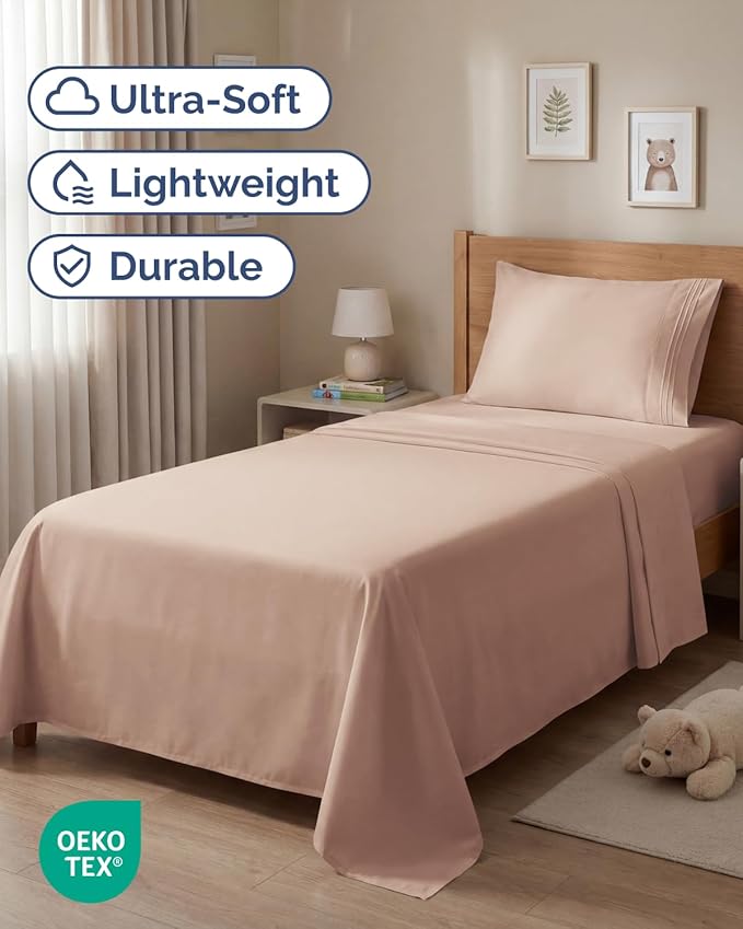 Twin Size 3 Piece Sheet Set - Comfy Breathable & Cooling Sheets - Hotel Luxury Bed Sheets for Women & Men - Deep Pockets, Easy-Fit, Extra Soft and Wrinkle Free Sheets - Mauve Oeko-Tex Bed Sheet Set
