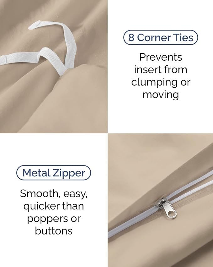Duvet Cover Twin/Twin XL Size Set - Extra Soft Twin/Twin XL Duvet Cover 68" x 90" with 1 Pillow Sham - Hotel Luxury, Easy Care, Fade Free w/ Zipper Closures & Ties - Comfy, Cozy & Breathable (Wheat)