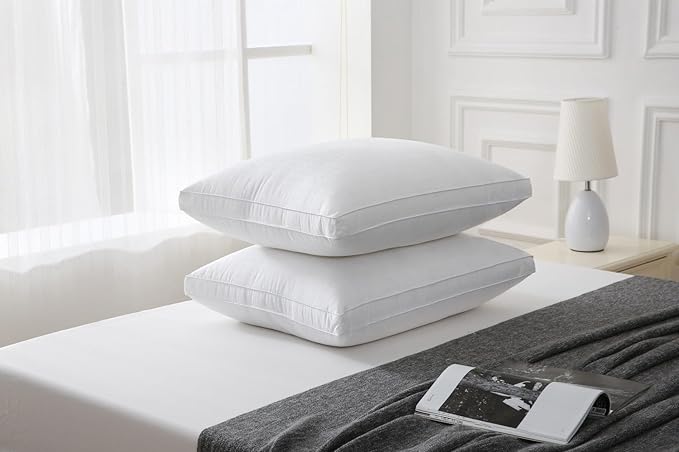 Maxi Deluxe Queen Size Bed Pillow – Ultra Soft & Comfortable – Versatile for Side, Back & Stomach Sleepers – 300TC Cotton Top – Single Pack – (Queen Size Pillow is 20 x 30)