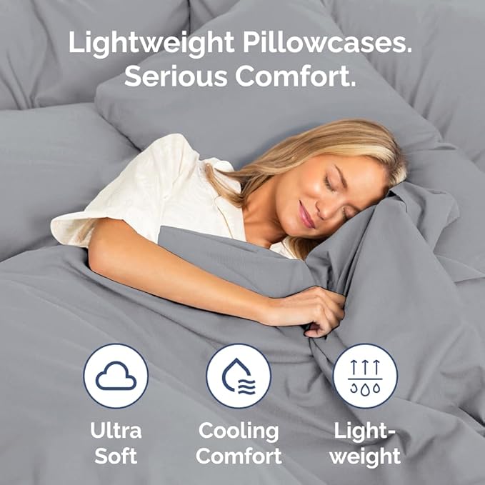 Body Pillowcases Set of 4-20x54 Long Body Pillow Case - Soft Body Pillow Cover for Sleeping & Side Sleepers - Comfy, Breathable & Fade Free - Machine Washable w/Envelope Enclosure - (Steel Blue)