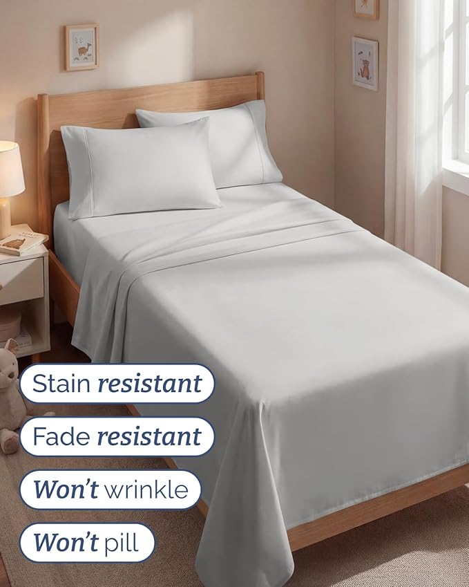 Twin 4 Piece Sheet Set - Comfy Breathable & Cooling - Hotel Luxury Bedding for Women, Men, Kids, Teens & Children - 1 Flat & 1 Fitted Sheet & 2 Pillowcases w/ Deep Pockets - Wrinkle Free - French Grey