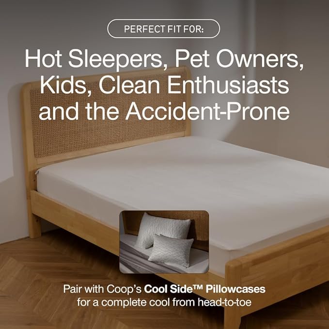 Coop Home Goods Ultra-Cool Waterproof Mattress Protector, Full, Cooling Mattress Protector, Machine Washable Cooling Bed Cover, Whisper Quiet Waterproof Bed Cover, Full (54x75)