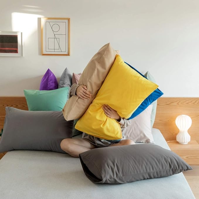 FLXXIE Pillow Cases Standard Size, Soft Microfiber Pillow Covers with Envelope Closure, Wrinkle, Stain Resistant Pillowcases, 2 Piece Set, 20x26, Light Taupe