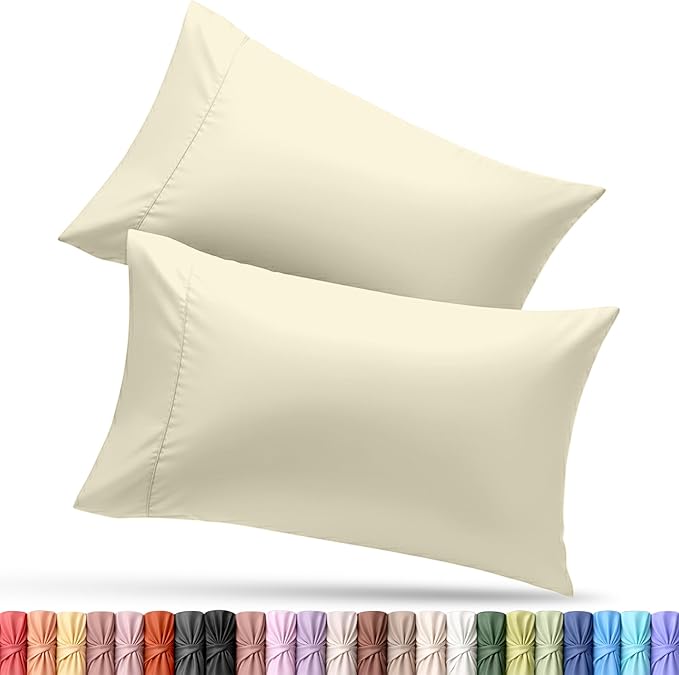 Utopia Bedding Queen Pillow Cases - 2 Pack - Envelope Closure - Soft Brushed Microfiber Fabric - Shrinkage and Fade Resistant Pillow Covers Queen Size 20 X 30 Inches (Queen, Ivory)