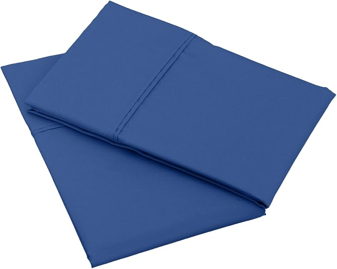 Amazon Basics 400 Thread Count 100% Cotton Pillow Cases, Sateen Weave, King Size, 40" x 20", Navy, Set of 2, Pillows Not Included
