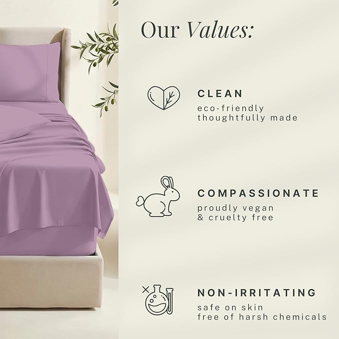 Hearth & Harbor Extra Deep Pocket Sheets - Fits Mattress 18-24 Inches Deep - Extra Deep Pocket Twin XL Sheets Sets - 4 Piece Twin XL Size - Lavender Dream