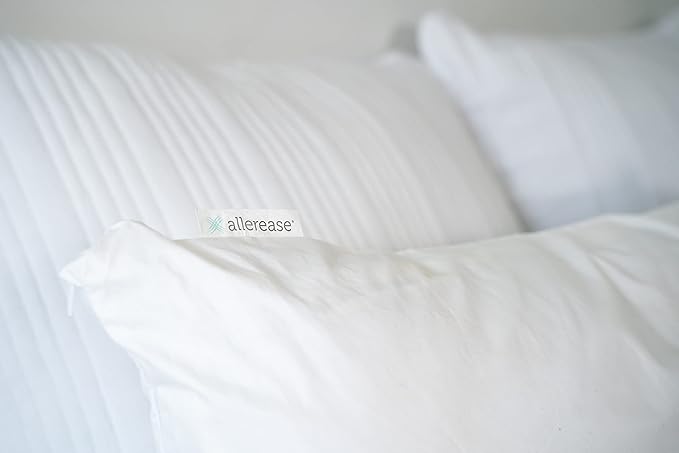 AllerEase 100% Breathable Cotton Pillow Protector for Sleeping, Queen 30" x 20" - 4 Pack,White
