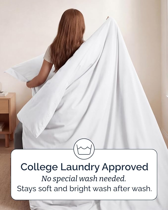 Duvet Cover Twin/Twin XL Size Set - Extra Soft Twin/Twin XL Duvet Cover 68" x 90" with 1 Pillow Sham - Hotel Luxury, Easy Care, Fade Free w/ Zipper Closures & Ties - Comfy, Cozy & Breathable (White)