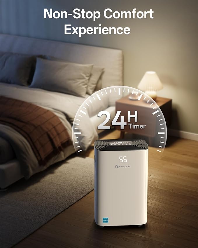 52 Pints Dehumidifier for Basement Bedroom Bathroom Large Room Home, 4500 Sq.Ft Dehumidifiers with Drain Hose, 2025 Energy Star Certificate, Humidity Control, 24H-Timer, Auto Defrost