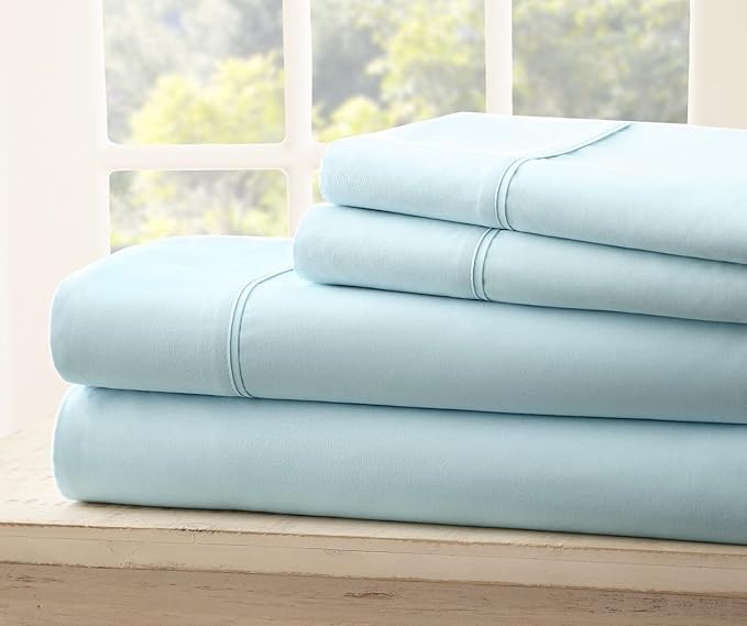 Full Size Bed Sheets – 4Pcs Bed Sheets Full Size Set, Deep Pocket, Double Brushed Microfiber, Fade Resistant, Soft & Breathable for Cozy and Comfortable Sleep(Aqua)