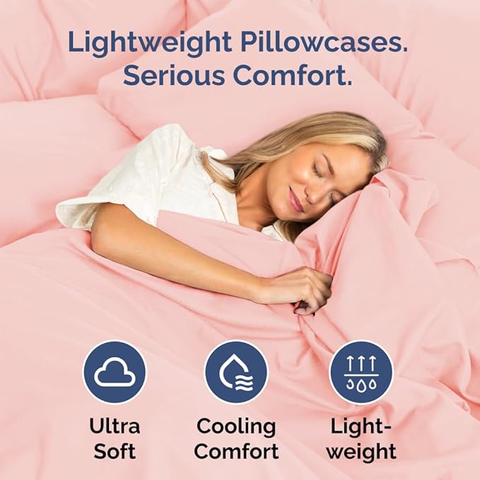 Body Pillowcases Set of 2-20x54 Long Body Pillow Case - Soft Body Pillow Cover for Sleeping & Side Sleepers - Comfy, Wrinkle & Fade Free - Machine Washable w/Envelope Enclosure Baby Pink
