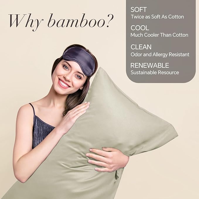 BEDELITE King Size Pillow Cases Set of 2, Rayon Derived from Bamboo, Cooling Pillow Cases for Hot Sleepers & Night Sweats, Breathable and Silky Soft Envelope Pillowcases(Linen, 20"x36")