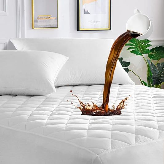 UNILIBRA Twin Mattress Cover Waterproof, Deep Pocket Mattress Pad Protector Fits to 6''-19'', Breathable Hollow Cotton Filling Quilted Mattress Protector for Twin Size