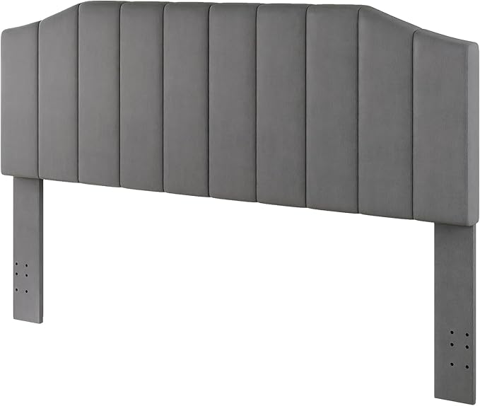 Furpopup King Size Headboard Only, Velvet Upholstered Headboard King/California King Size Wall Mount and Bed Frame Mount, Featuring High-Density Sponge Padding Easy Assembly Comfort Style-Dark Gray