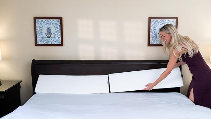 XetraDesign Bed Wedge Pillow Set for Headboard Gap Up to 7", Triangle Gap Filler for Bed, Mattress Wedge Gap Filler, Headboard Space Filler, Corner Pillow, White Half King 38" (2-pk)
