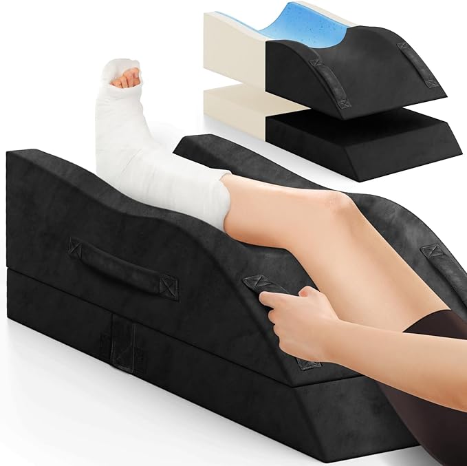 TranquilRelax Leg Elevation Pillows, Wedge Pillow for After Surgery Or Rest, Memory Foam Leg Support Adjustable, Back Knee Hip Ankles Pain Relief, Knee Pillow for Sleeping Blood Circulation Black