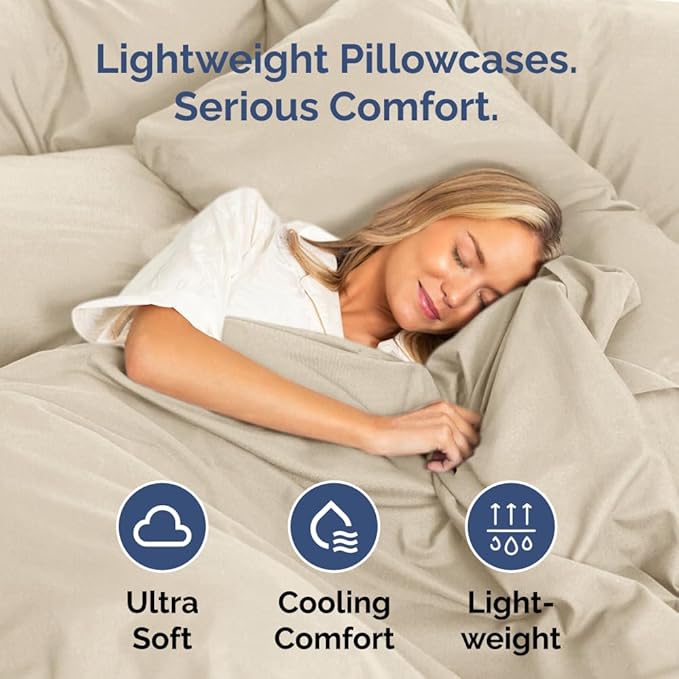Standard Pillow Cases Set of 2 - Ultra-Soft Hotel Quality Pillowcase Covers - Comfy & Wrinkle Free - Stain and Fade Resistant - Machine Washable Pillow Protectors - 2 Piece Set - Standard Size Wheat