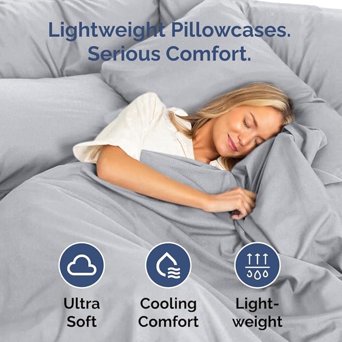 Standard Pillow Cases Set of 8 - Ultra Soft Hotel Quality Pillowcase Covers - Comfy & Wrinkle Free - Shrink, Stain and Fade Resistant - Machine Washable Pillow Protectors - 8 Piece Set - Steel Blue