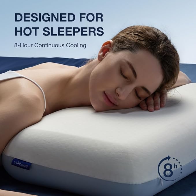 Cooling Pillow 5 inchs for Back andd Side Sleeper, Advanced Memory Foam Pillows with Cooler Case but no Firm Layer, 16x24x5 inchs