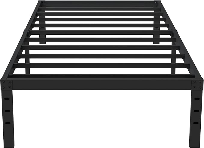Upcanso Twin Bed Frame No Box Spring Needed, 14 Inch Heavy Duty Metal Platform Bed Frame Twin Size with Storage, 2500lbs Steel Slats Support, Easy Assembly, Black