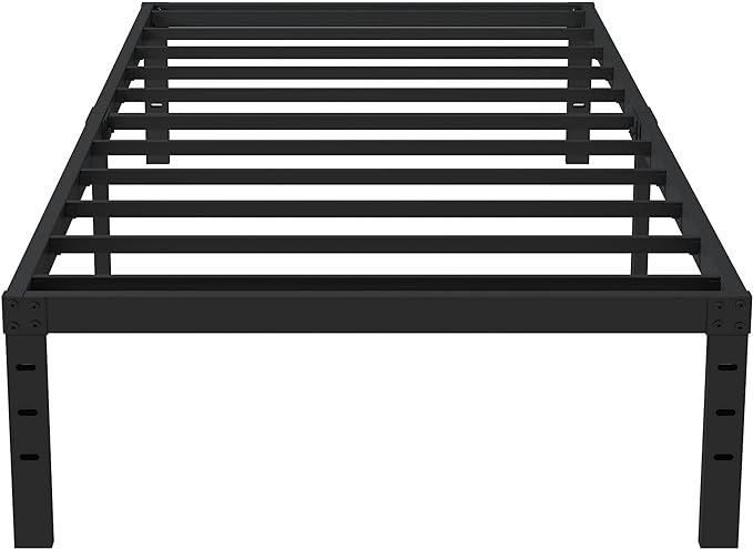 Upcanso 16 Inch Twin Bed Frames No Box Spring Need, Metal Platform Bed Frame Twin Size Heavy Duty Mattress Foundation with 14 Inch Storage, Eassy Assembly 2,500 lbs Steel Slats Support, Black