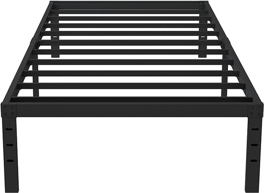 Upcanso 16 Inch Twin Bed Frames No Box Spring Need, Metal Platform Bed Frame Twin Size Heavy Duty Mattress Foundation with 14 Inch Storage, Eassy Assembly 2,500 lbs Steel Slats Support, Black