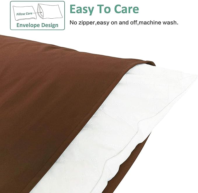 NTBAY King Pillowcase Set - 2 Pack Brushed Microfiber 20x36 Pillowcases - Soft, Wrinkle-Free, Fade-Resistant, Stain-Resistant, Brown Pillowcases with Envelope Closure - 20x36 Inches, Brown
