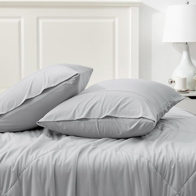 Cozy Bliss Cooling Pillow Cases for Hot Sleepers, Q-Max>0.45, Queen Size Set of 2, Soft & Silky Pillow Covers with Envelope Closure,Gift, Light Gray, 20x30 Inches