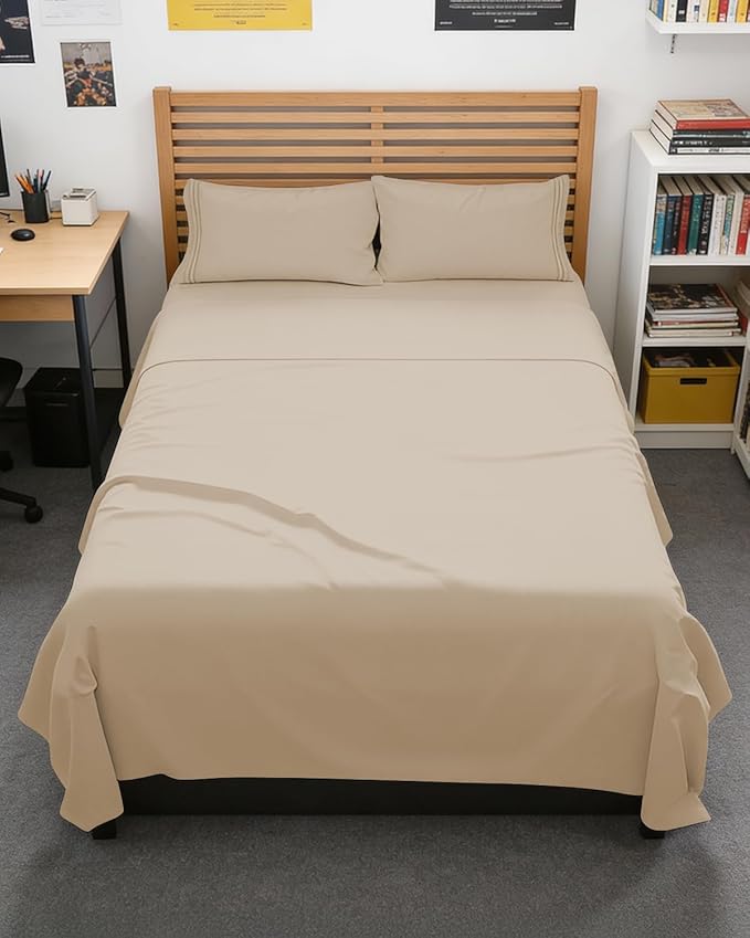 Full XL Bed Sheet - 4 Piece Full XL Bed Sheets Set - Ultra-Soft, Comfy, Breathable & Cooling - Hotel Luxury Bedding for Women & Men with Deep Pockets - Wrinkle Free & Fade Resistant - Oeko-Tex - Cream