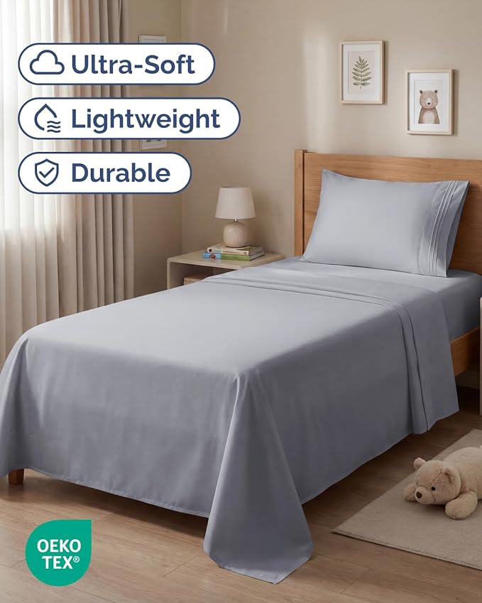 Twin Size 3 Piece Sheet Set - Comfy Breathable & Cooling Sheets - Hotel Luxury Bed Sheets for Women and Men - Deep Pockets, Easy-Fit, Soft and Wrinkle Free Sheets - Steel Blue Oeko-Tex Bed Sheet Set