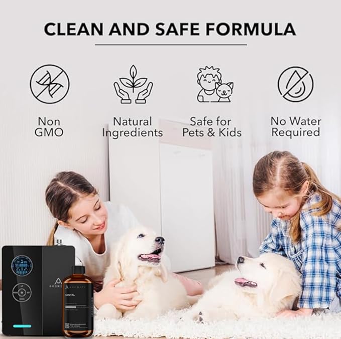 Santal Diffuser Oil, 6.7 FL Oz, 200 mL Diffuser Fragrance Oil for Home, Bathroom & Office, Aromatherapy Blend of Natural Essential Oil, Sandalwood & Musk Scent.