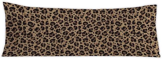 Leopard Print 20x54 Body Pillow Cover, Cheetah Print Room Decor, Trendy Wild Animal Print Aesthetic Decorative Long Body Pillow Cases for Girls Bedroom Dorm Apartment Bed Couch