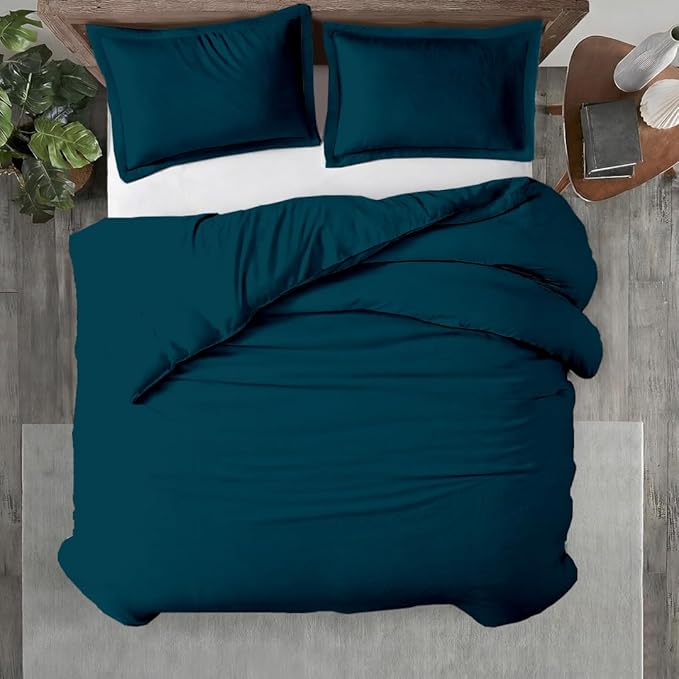 Kotton Culture Custom Duvet Cover - 100% Egyptian Cotton 600 Thread Count Soft Breathable Durable Customizable Comforter Cover(Desired Dimensions)- Zipper Closure & 7 Internal Ties -Green Teal