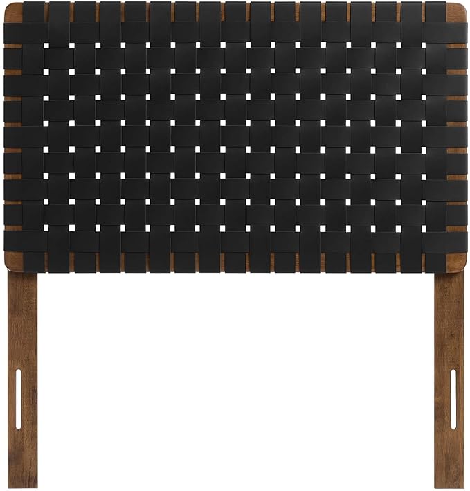 Modway Sparta Weave Twin Vegan Leather Headboard in Walnut Black