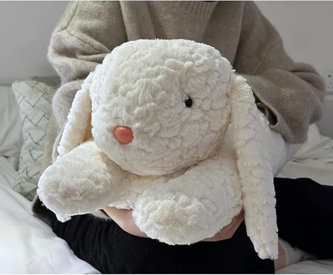 Rabbit Plush Pillow, Rabbit Stuffed Animal, Rabbit Plush Long Body Pillow for Kids Adults (White,35 inch)