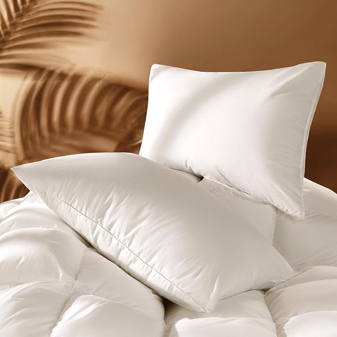 LIANLAM Luxury Canadian White Goose Down Pillow King Size Set of 2, 1050+ Fill Power, 800 TC Cotton Shell, Soft Down Pillows for Sleeping, Hotel Collection Pillow for Neck Pain(2 Pack, 20"x36")