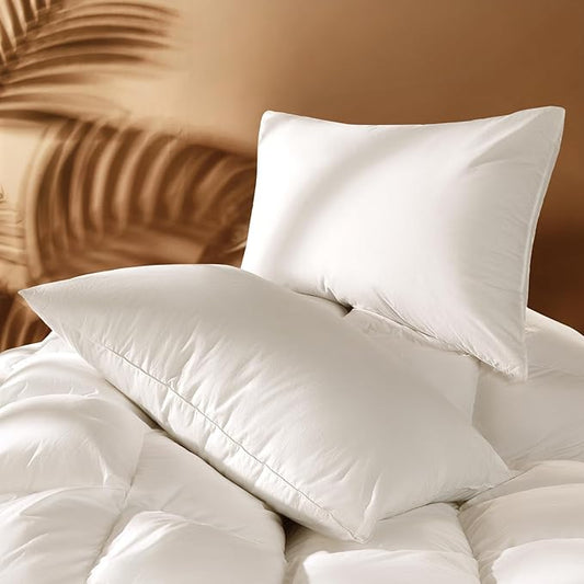 LIANLAM Luxury Canadian White Goose Down Pillow King Size Set of 2, 1050+ Fill Power, 800 TC Cotton Shell, Soft Down Pillows for Sleeping, Hotel Collection Pillow for Neck Pain(2 Pack, 20"x36")