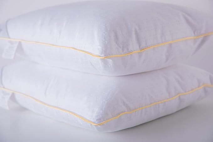 Goose Down Feather Soft Pillows Queen Size One Pillow 100% Cotton Supportive Cool Bed Pillows for Back Side Stomach Sleepers