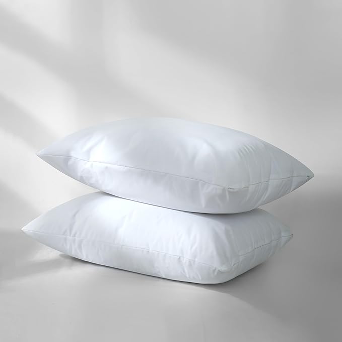 Waterproof Pillow Protectors with Zipper, Queen Size Pack of 2 Zippered Pillow Covers, Noiseless Pillow Encasement Cases 20 x 28 Inches