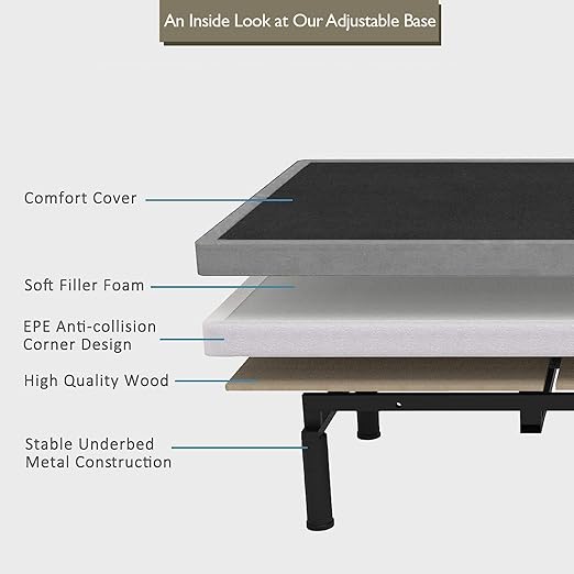 Irvine Home Collection King Adjustable Bed Base with 12 Inch Gel Memory Foam Mattress - Dual Massage - USB Ports - Zero Gravity - Underbed Light - Wireless Remote - Zero Clearance