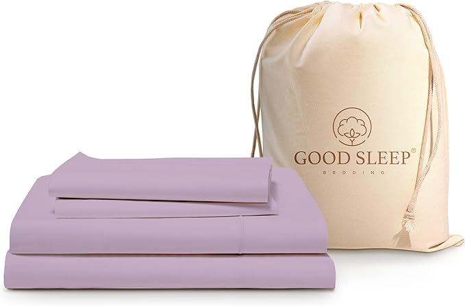Good Sleep Bedding 100% Egyptian Cotton Queen Size Bed Sheets, 4 Piece Silky Sateen Weave, Queen Size Sheets, Ultra-Soft & Durable Hotel Luxury, 16" Deep Pocket Queen Sheet Set - Lavender