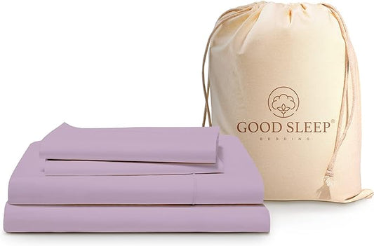Good Sleep Bedding 100% Egyptian Cotton Bed Sheets King Size, 4 Piece Silky Sateen Weave King Bed Sheets, Ultra-Soft & Durable Hotel Luxury, 16" King Sheets Deep Pocket - Lavender