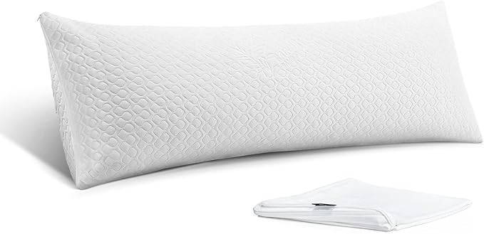 Rainmr Extra Firm Body Pillow 1.5cm Cubies Memory Foam – Pain Relief & Sleeping & Supportive – with Cooling Cover Hug Pillows 20 x 54 inches