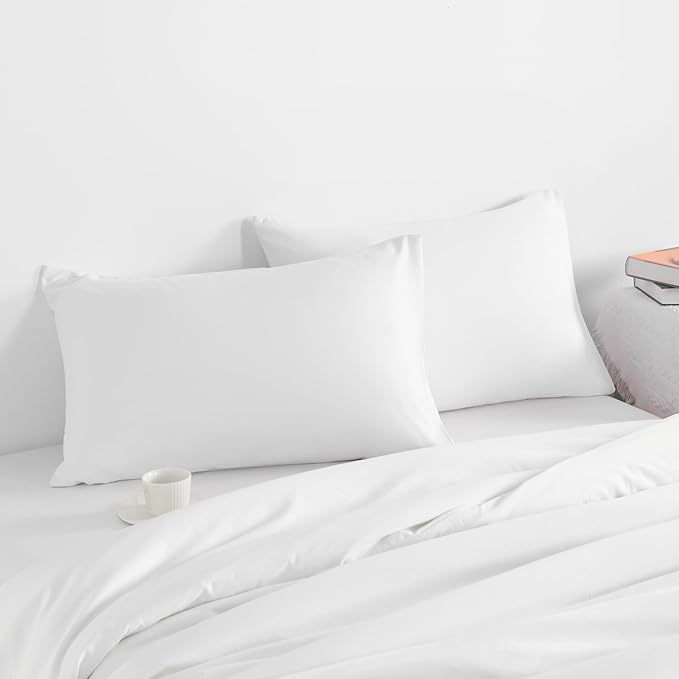 NTBAY Toddler Pillow Cases Set of 2, 2 Pack Brushed Microfiber 14x20 Pillow Cases, Soft, Wrinkle, Fade, Stain Resistant White Pillow Cases with Envelope Closure, 14x20 Inches, White