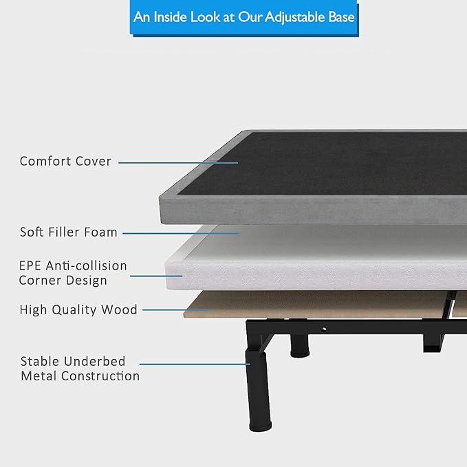 Premium Twin XL Adjustable Bed with 13 Inch Prime Gel Memory Foam Mattress, Massage, Zero Gravity, Anti-Snore, Programmable Memory Positions, USB, Underbed Lighting, Zero Clearance