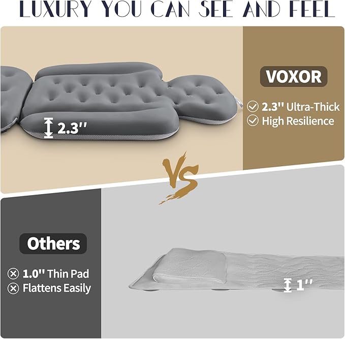 Full Body Bath Pillow for Bathtub, Thick Bathtub Cushion, Luxury Tub Pillow for Bath for Headrest Neck and Back Support Gray 60" x 16"
