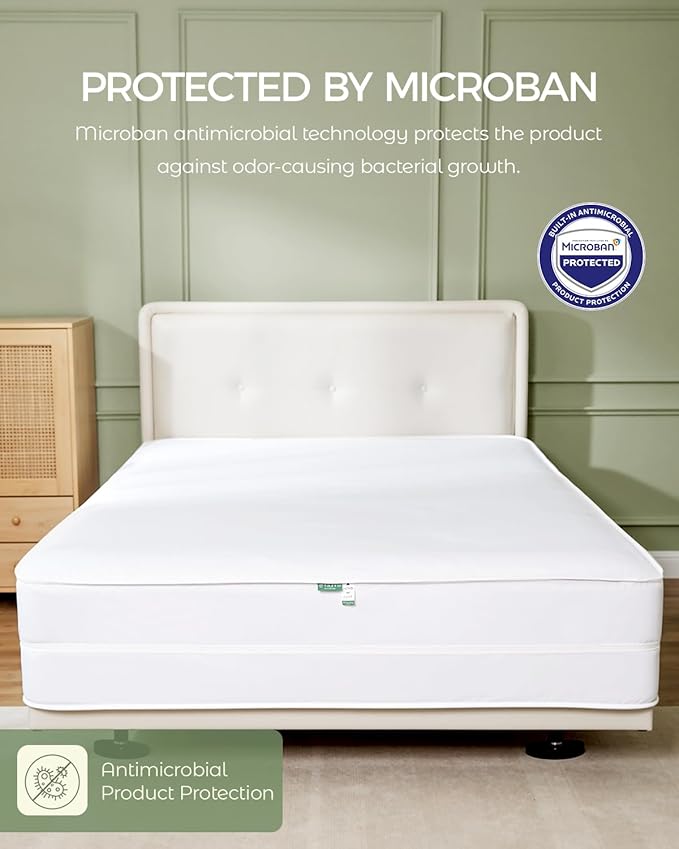 FAUNNA 100% Cotton Mattress Encasement, Bed Bug and Dust Mite Proof Mattress Protector Hypoallergenic & Antibacterial Protection, Noiseless Zippered Six-Sided Mattress Cover (Full 12" Deep)