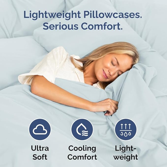 Body Pillowcases Set of 4-20x54 Long Body Pillow Case - Soft Body Pillow Cover for Sleeping & Side Sleepers - Comfy, Breathable & Fade Free - Machine Washable with Envelope Enclosure - (Sky Blue)