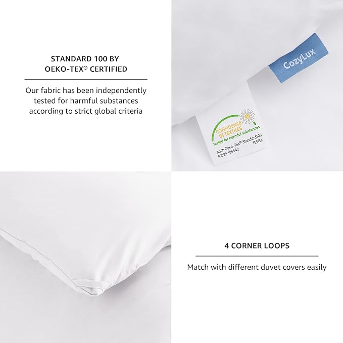 CozyLux Twin Comforter Set White, 2 Pieces Twin Extra Long Solid Breathable Bedding Sets for College Dorm, Twin XL Luxury Soft Bed Set with Down Alternative Comforter and 1 Pillowcase All Seasons