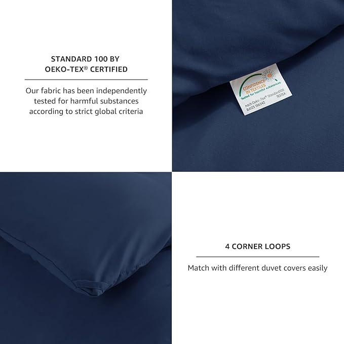 CozyLux Navy Blue Full Size Comforter Set, 3 Pieces Solid Breathable Quilted Style Bedding Sets, Luxury Fluffy Soft Bed Set with Down Alternative Comforter for All Season (1 Comforter & 2 Pillowcases)